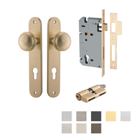 Iver Paddington Door Knob on Oval Backplate Entrance Kit Key/Key - Available in Various Finishes