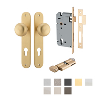 Iver Cambridge Door Knob on Oval Backplate Entrance Kit Key/Thumb - Available in Various Finishes