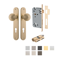 Iver Guildford Door Knob on Oval Backplate Entrance Kit Key/Key - Available in Various Finishes