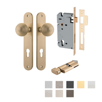 Iver Guildford Door Knob on Oval Backplate Entrance Kit Key/Thumb - Available in Various Finishes