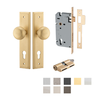 Iver Cambridge Door Knob on Stepped Backplate Entrance Kit Key/Key - Available in Various Finishes
