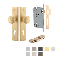 Iver Cambridge Door Knob on Stepped Backplate Entrance Kit Key/Thumb - Available in Various Finishes