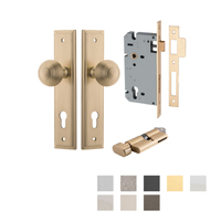 Iver Guildford Door Knob on Stepped Backplate Entrance Kit Key/Thumb - Available in Various Finishes