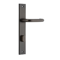 Iver Oslo Lever Handle on Rectangular Backplate Privacy Signature Brass 10844P85