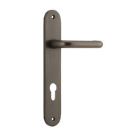 Iver Oslo Door Lever Handle on Oval Backplate Euro Signature Brass 10846E85