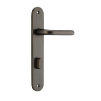 Iver Oslo Door Lever Handle on Oval Backplate Privacy Signature Brass 10846P85