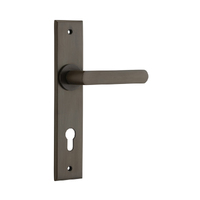 Iver Osaka Door Lever Handle on Chamfered Backplate Euro Signature Brass 10868E85