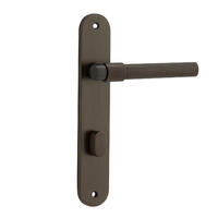 Iver Helsinki Lever Handle on Oval Backplate Privacy Signature Brass 10900P85