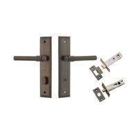Iver Helsinki Door Lever on Stepped Backplate Privacy Kit with Turn Signature Brass 10902KPRIV60