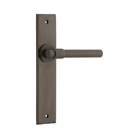 Iver Helsinki Door Lever Handle on Chamfered Backplate Passage Signature Brass 10904