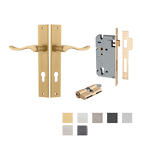 Iver Stirling Door Lever Handle on Rectangular Backplate Entrance Kit Key/Key - Available in Various Finishes