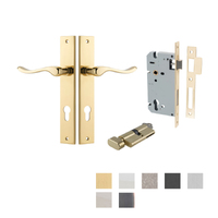 Iver Stirling Door Lever Handle on Rectangular Backplate Entrance Kit Key/Thumb - Available in Various Finishes