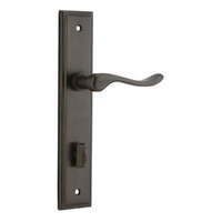 Iver Stirling Lever Handle on Stepped Backplate Privacy Signature Brass 10926P85