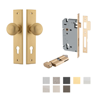 Iver Cambridge Door Knob on Chamfered Backplate Entrance Kit Key/Thumb - Available in Various Finishes