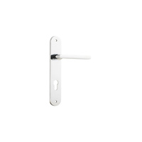 Iver Baltimore Lever Handle on Oval Backplate Euro 85mm Chrome Plated 11726E85