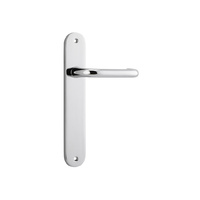 Iver Oslo Door Lever Handle on Oval Backplate Passage Chrome Plated 11846