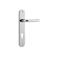 Iver Oslo Door Lever Handle on Oval Backplate Euro 85mm Chrome Plated 11846E85