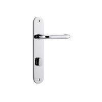 Iver Oslo Lever Handle on Oval Backplate Privacy 85mm Chrome Plated 11846P85