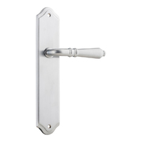 Iver Sarlat Lever Handle on Shouldered Backplate Passage Brushed Chrome 12212