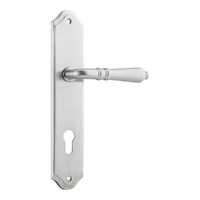 Iver Sarlat Lever Handle on Shouldered Backplate Euro Brushed Chrome 12212E85