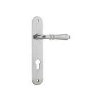Iver Sarlat Lever Handle on Oval Backplate Euro 85mm Brushed Chrome 12224E85