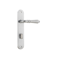 Iver Sarlat Lever Handle on Oval Backplate Privacy 85mm Brushed Chrome 12224P85