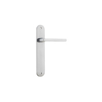 Iver Baltimore Door Lever Handle on Oval Backplate Passage Brushed Chrome 12226