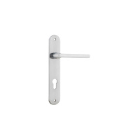 Iver Baltimore Door Lever on Oval Backplate Euro 85mm Brushed Chrome 12226E85