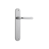 Iver Oslo Door Lever Handle on Oval Backplate Passage Brushed Chrome 12346