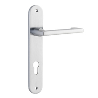 Out of Stock: ETA End January - Iver Baltimore Return Door Lever on Oval Backplate Euro Brushed Chrome 12352E85