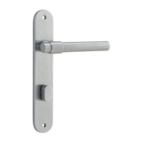 Iver Helsinki Lever Handle on Oval Backplate Privacy Brushed Chrome 12400P85