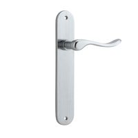 Iver Stirling Door Lever Handle on Oval Backplate Passage Brushed Chrome 12424