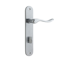 Iver Stirling Lever Handle on Oval Backplate Privacy Brushed Chrome 12424P85