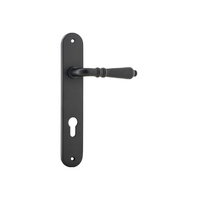 Iver Sarlat Door Lever Handle on Oval Backplate Euro 85mm Matt Black 12724E85