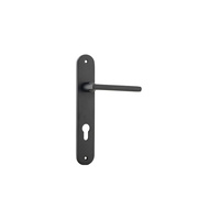 Iver Baltimore Door Lever Handle on Oval Backplate Euro 85mm Matt Black 12726E85