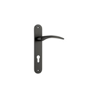 Iver Oxford Door Lever Handle on Oval Backplate Euro 85mm Matt Black 12728E85
