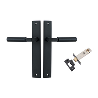 Iver Berlin Door Lever Handle on Rectangular Backplate Passage Kit Matt Black 12750KPASS60