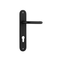 Iver Oslo Door Lever Handle on Oval Backplate Euro 85mm Matt Black 12846E85