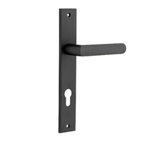 Iver Osaka Door Lever Handle on Rectangular Backplate Euro Matt Black 12860E85