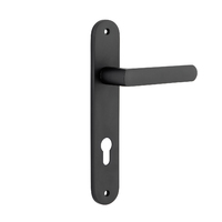 Iver Osaka Door Lever Handle on Oval Backplate Euro Matt Black 12864E85