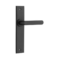 Iver Osaka Door Lever Handle on Chamfered Backplate Passage Matt Black 12868