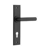 Iver Osaka Door Lever Handle on Chamfered Backplate Euro Matt Black 12868E85
