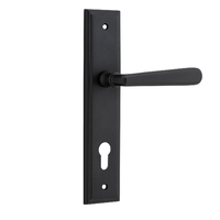 Iver Copenhagen Door Lever Handle on Stepped Backplate Euro Matt Black 12878E85
