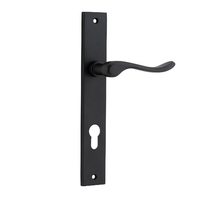 Iver Stirling Lever Handle on Rectangular Backplate Euro Matt Black 12920E85