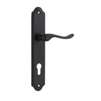 Iver Stirling Door Lever Handle on Shouldered Backplate Euro Matt Black 12922E85