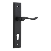 Iver Stirling Door Lever Handle on Stepped Backplate Euro Matt Black 12926E85