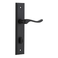 Iver Stirling Door Lever Handle on Stepped Backplate Privacy Matt Black 12926P85