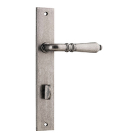 Iver Sarlat Lever on Rectangular Backplate Privacy Distressed Nickel 13700P85