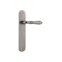 Iver Sarlat Door Lever Handle on Oval Backplate Passage Distressed Nickel 13724