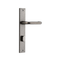 Iver Oslo Lever on Rectangular Backplate Privacy 85mm Distressed Nickel 13844P85